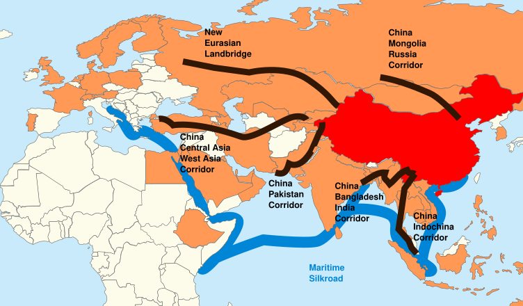 Belt and Road Initiative: in blu la "Maritime Silk Road" che attraversa il Canale di Suez